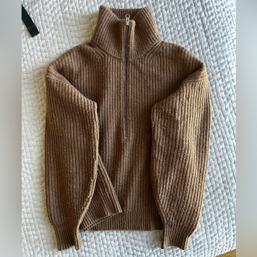 Everlane The Felted Merino Half Zip Sweater (Size S)
